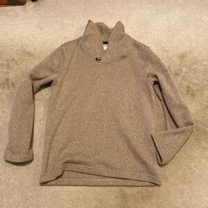 Men's Taupe Sweater with Button Collar